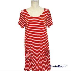 JODIFL Versatile striped scoop neck knit tent dress pockets